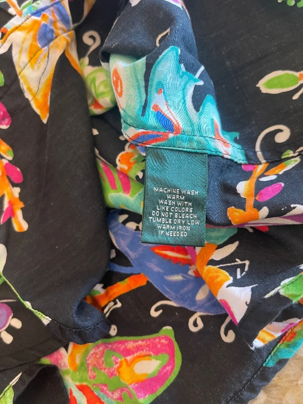 Lauren Ralph Lauren Black Floral Paisley Button-Up Blouse - Picture 7 of 9